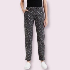 American Eagle Black Ditsy Mini Floral Print Utility Jeans